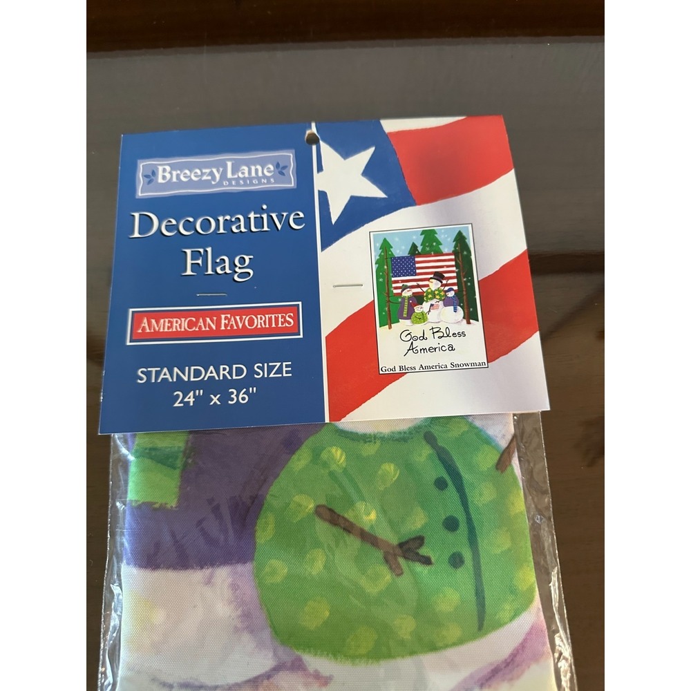 Breezy Lane Designs God Bless‎ America Snowman Patriotic Garden Flag 24''x36''